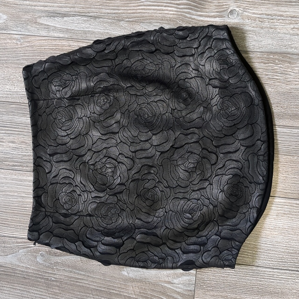 Keepsake Faux Leather Floral Black Skirt XS
